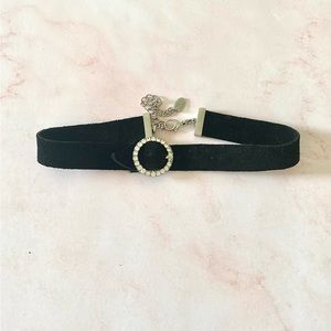 Zara Black Choker With Rhinestone Buckle